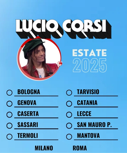 Lucio Corsi tour Estete 2025 - le tappe