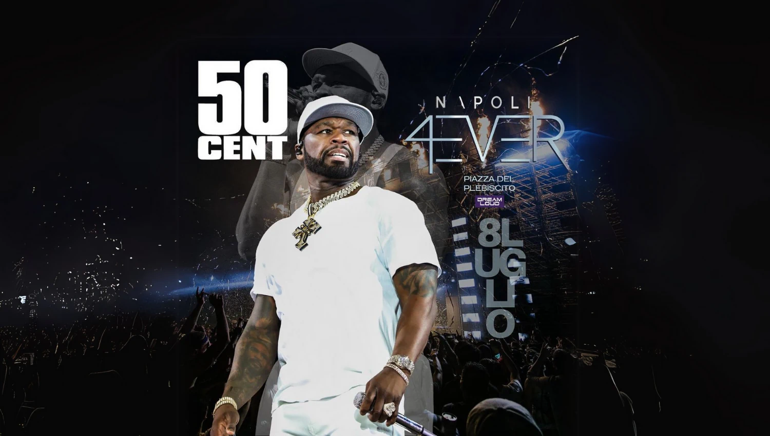50 Cent in concerto a Napoli - 8 luglio 2025 piazza Plebiscito unica data italiana