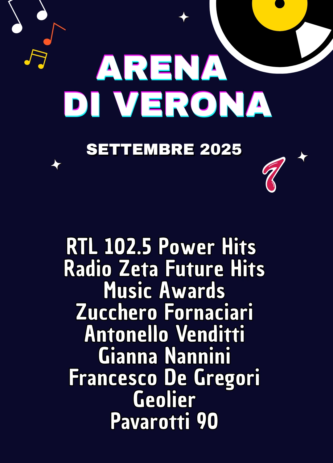 Concerti all’Arena di Verona - settembre 2025