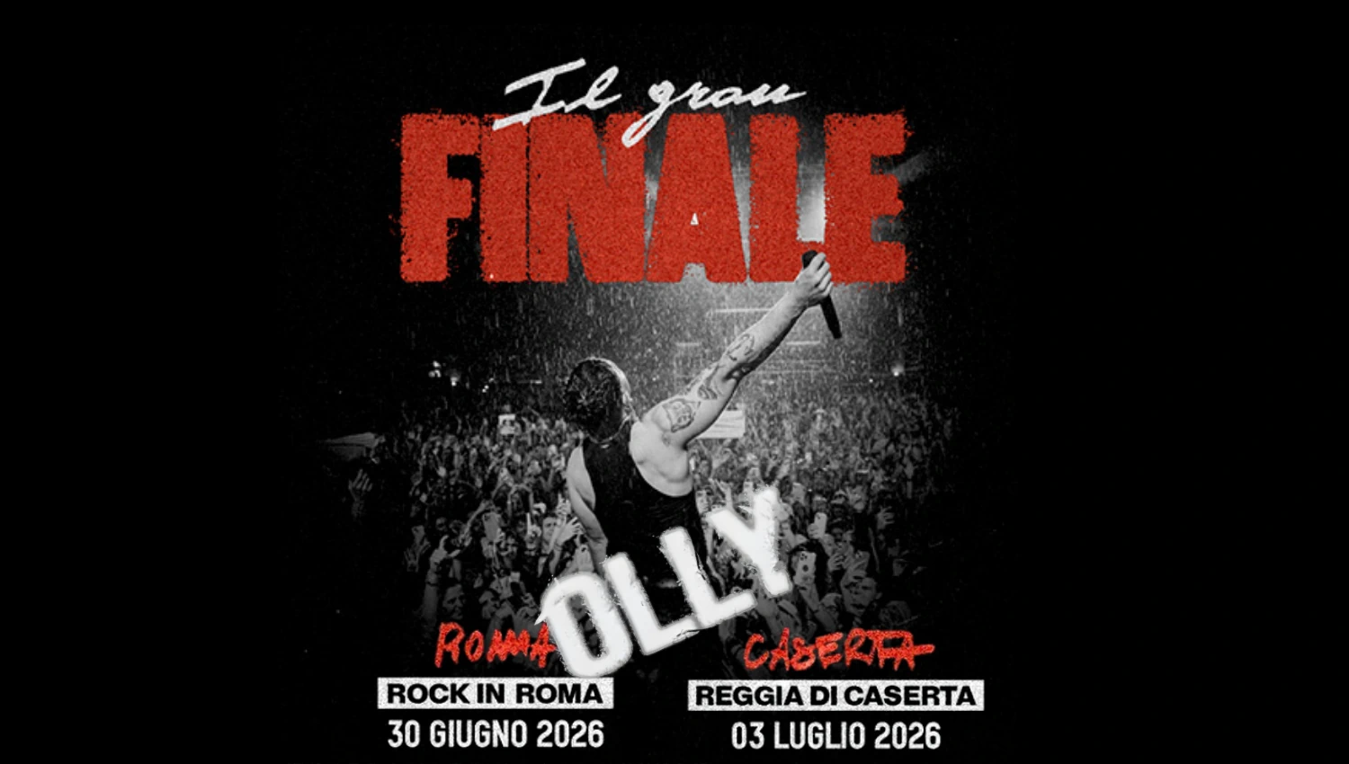 Olly annuncia due nuovi concerti a Roma e Caserta - è Il Gran Finale 2026