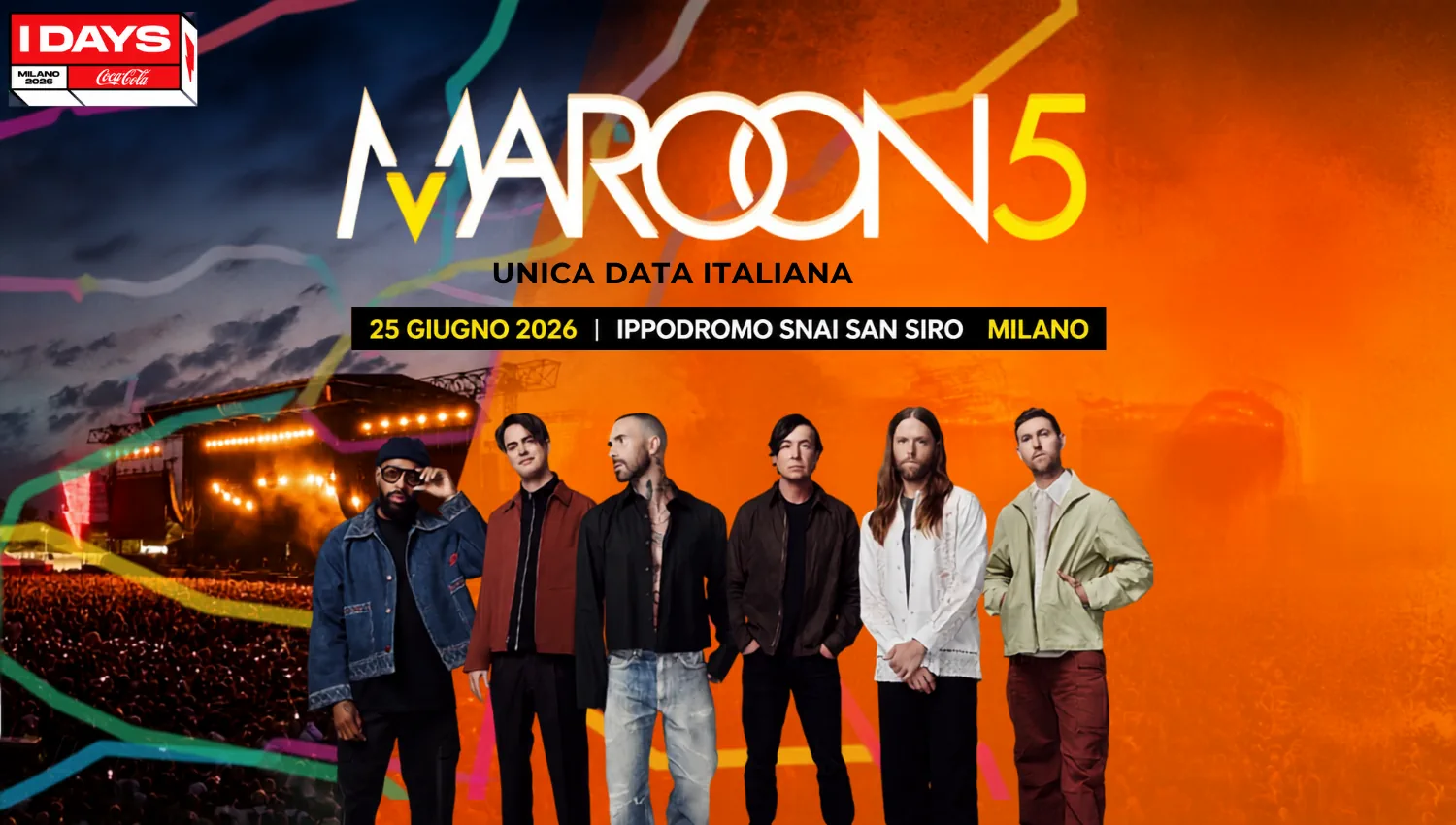 Maroon 5 in concerto a Milano per gli IDAYS Milano 2026 - 25-06-2026